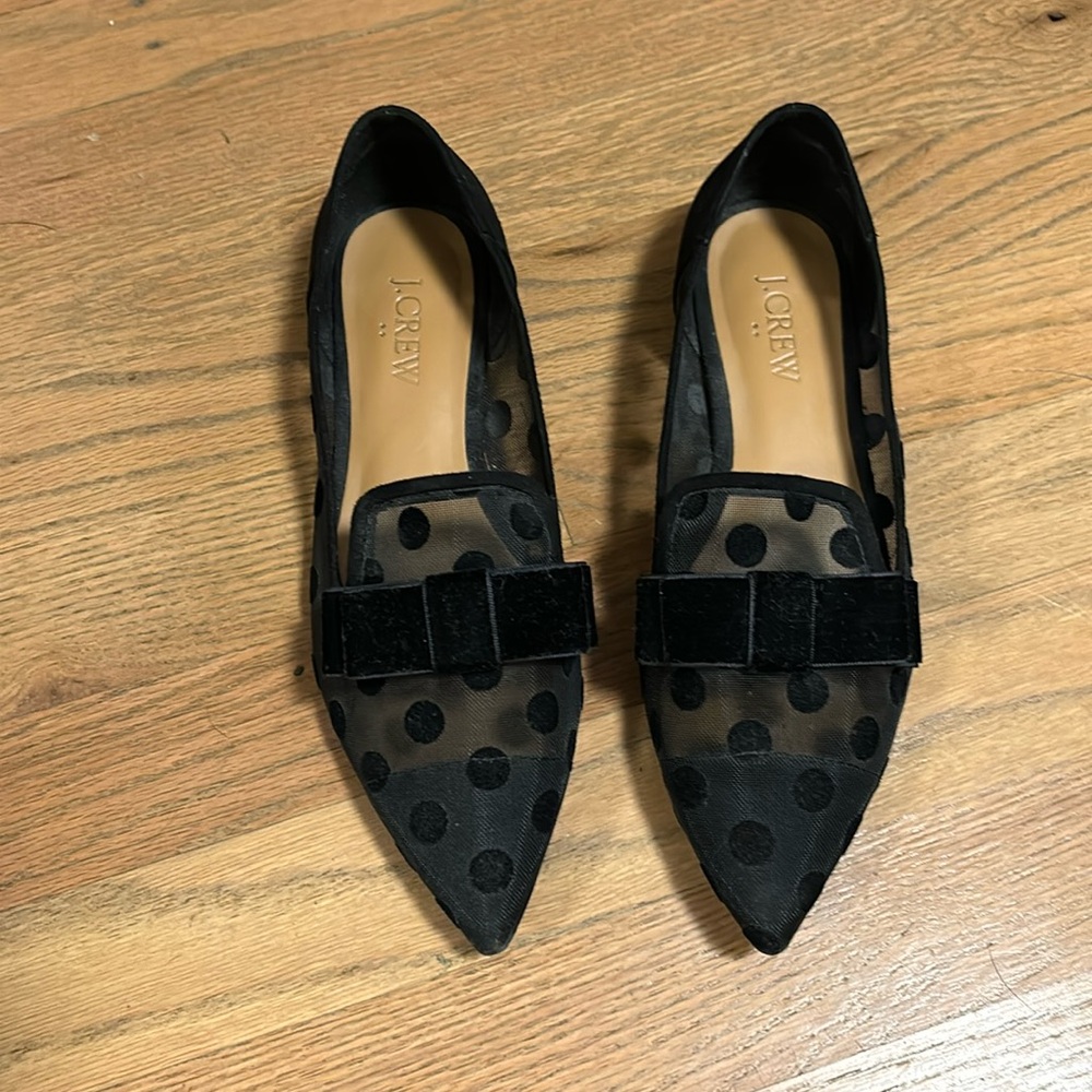 Jcrew Black Mesh Pointed Toe Flats